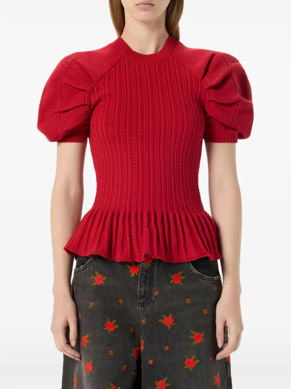 Blumarine Ribgebreide trui Rood