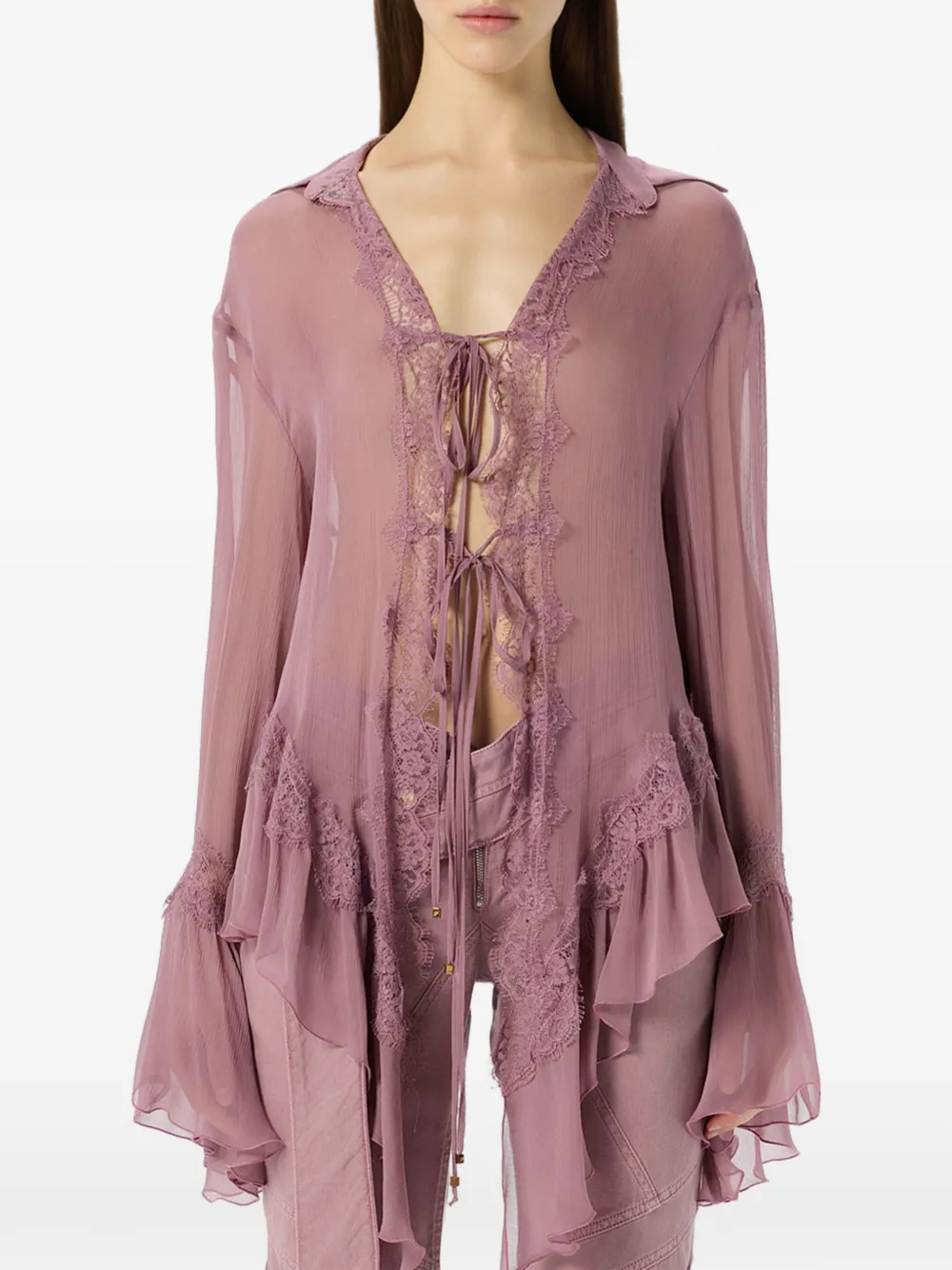 Blumarine Blouse met ruches Roze