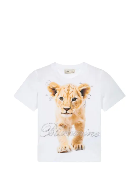 Blumarine 라이온 프린트 크리스털 로고 티셔츠