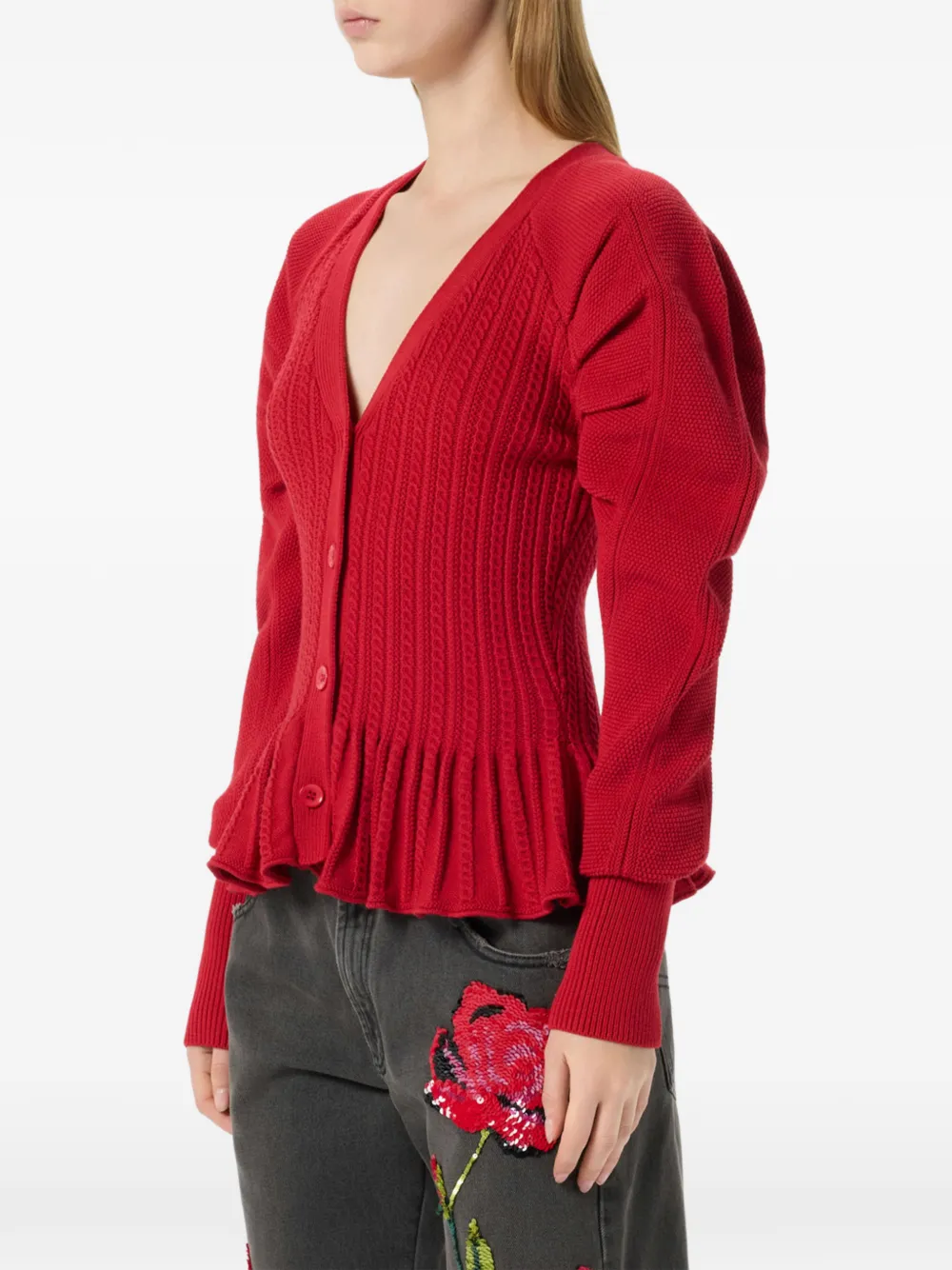 Blumarine Kabelgebreid vest Rood