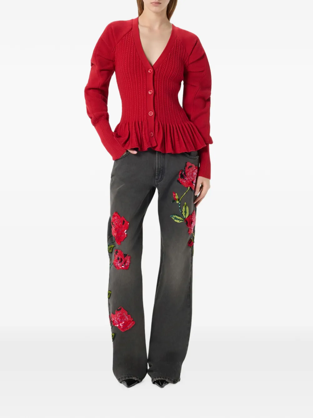 Blumarine Kabelgebreid vest Rood