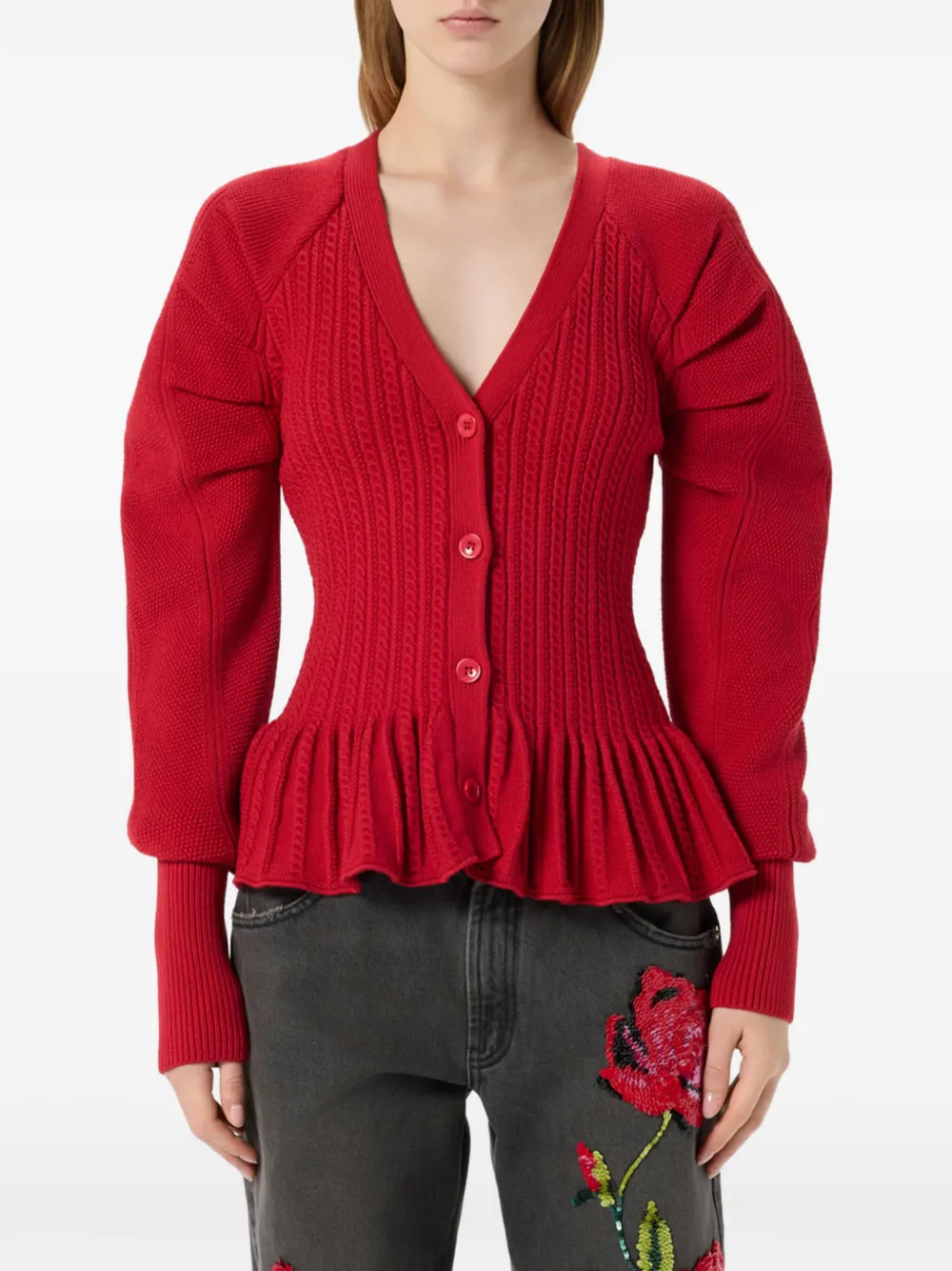 Blumarine Kabelgebreid vest Rood