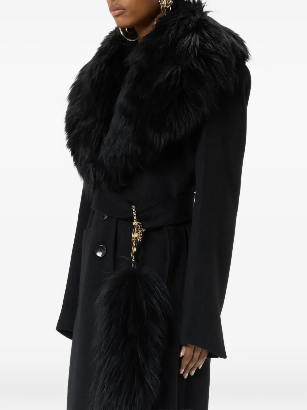 Blumarine Jas met lammy kraag en bedeldetail Zwart