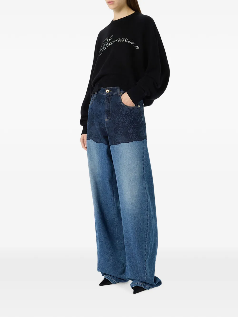 Blumarine Wollen trui met logo van stras Zwart