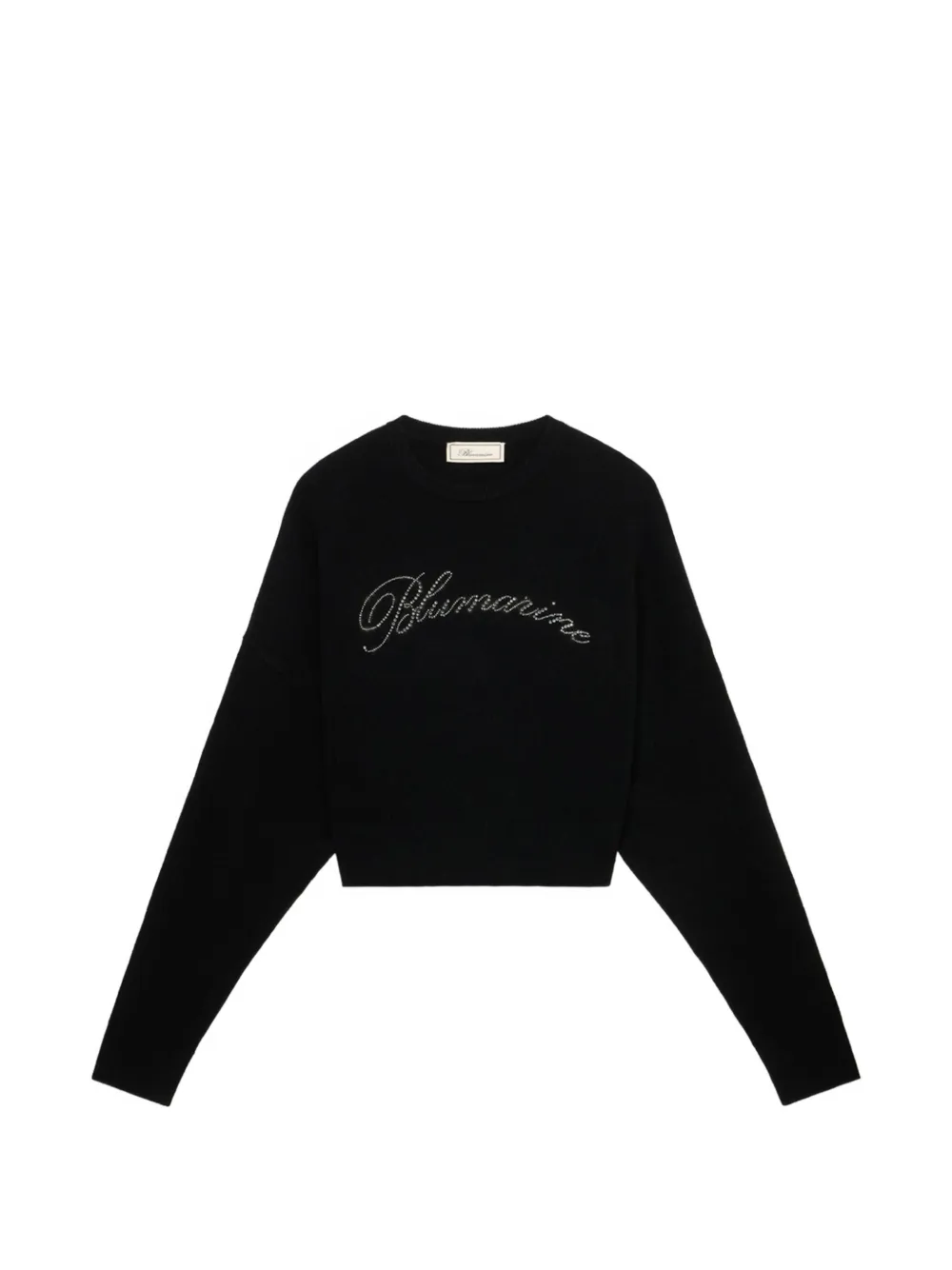 Blumarine rhinestone-logo wool sweater - Schwarz
