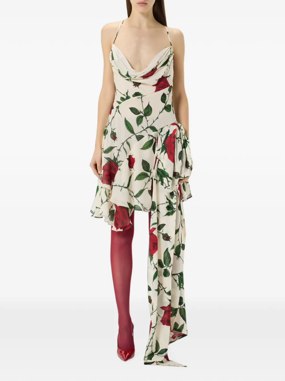 Blumarine Jurk met rozenprint Beige