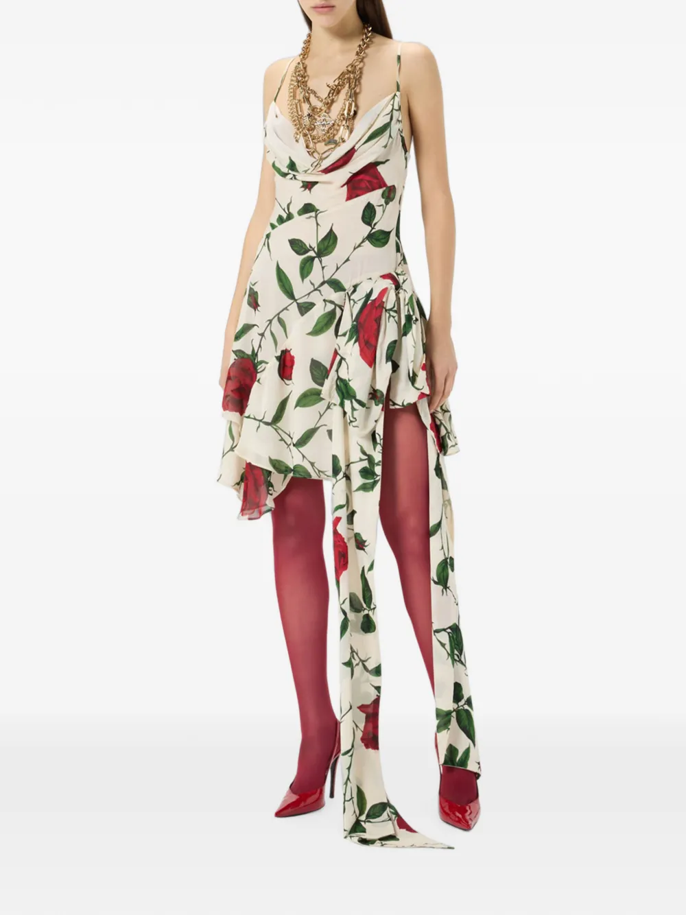 Blumarine Jurk met rozenprint Beige