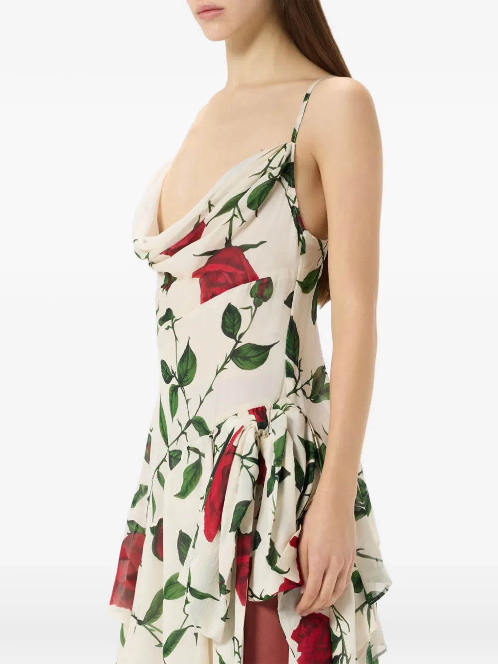 Blumarine Jurk met rozenprint Beige