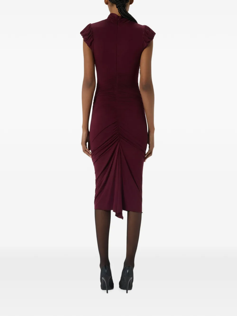 Blumarine Gedrapeerde midi-jurk met logodetail Rood