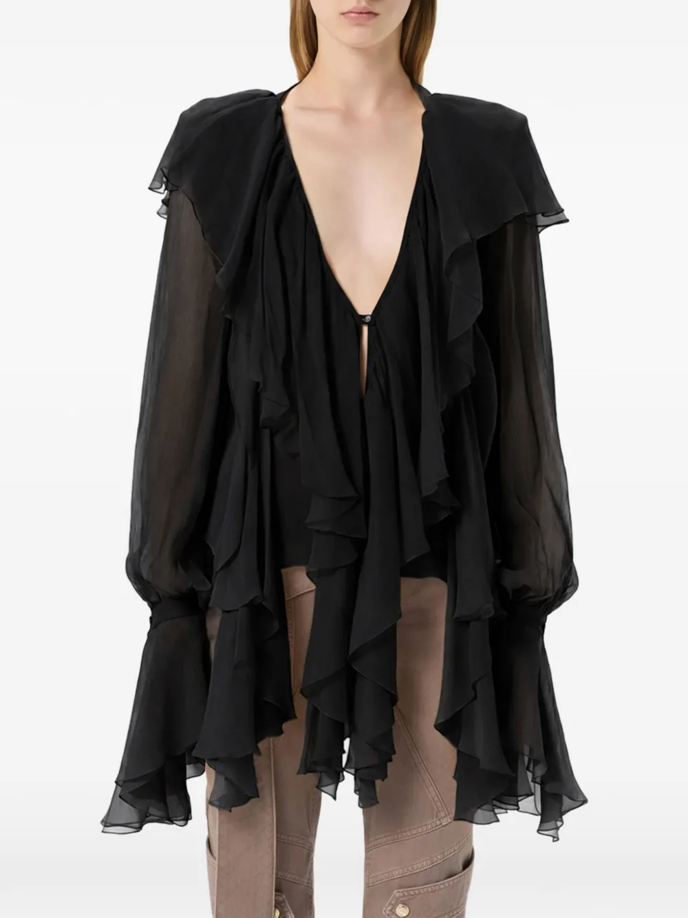 Blumarine Shirt met ruches Zwart
