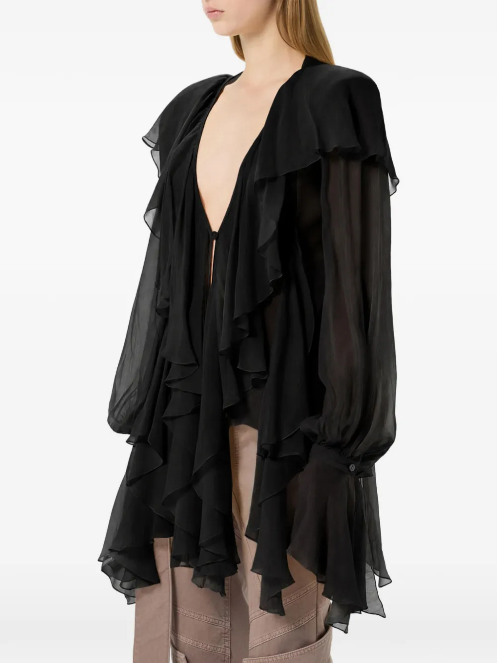 Blumarine Shirt met ruches Zwart