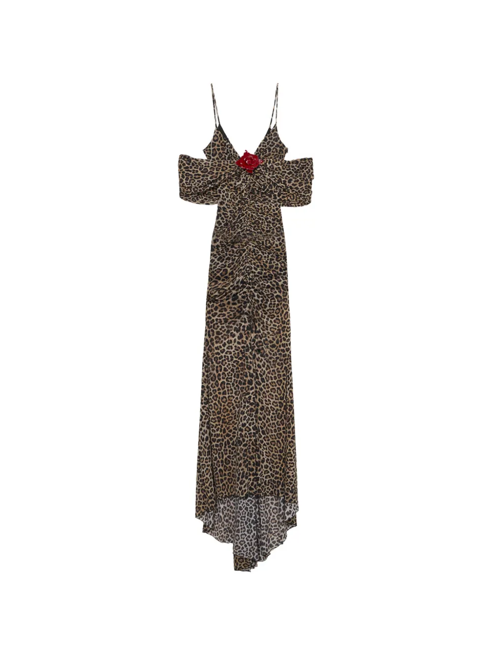 Blumarine leopard-print brooch-detail maxi dress