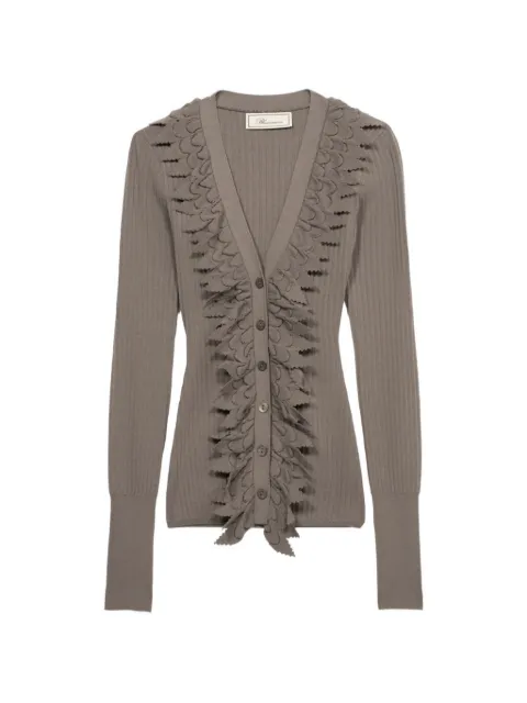 Blumarine ruffled ribbed-knit cardigan