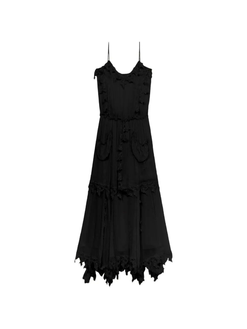 Blumarine lace-trim crepon maxi dress