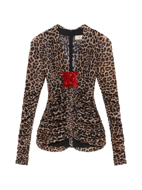 Blumarine leopard-print ruched blouse