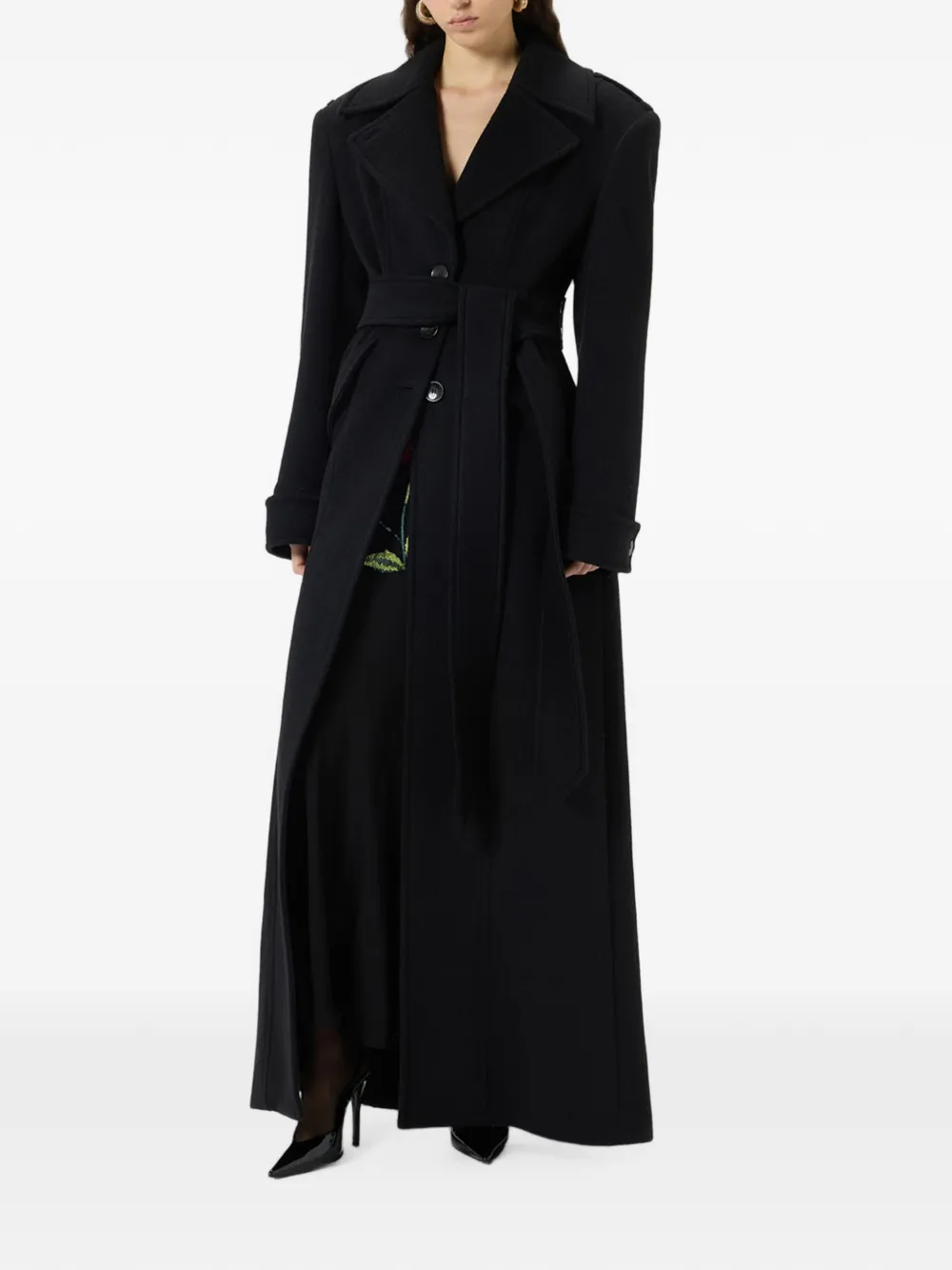 Blumarine Jas met ceintuur en knopen Zwart
