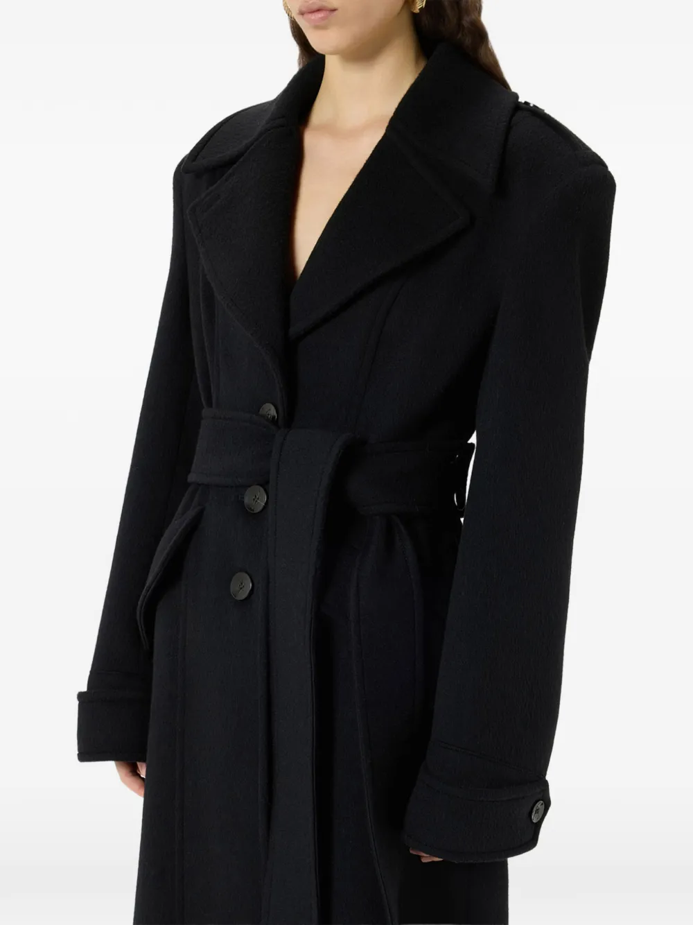 Blumarine Jas met ceintuur en knopen Zwart