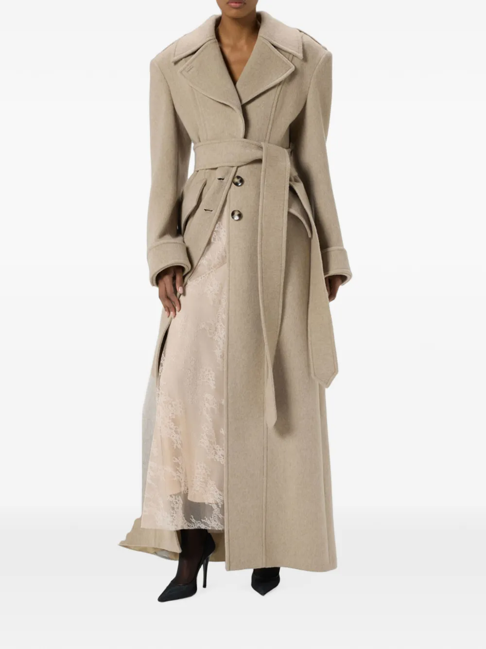 Blumarine Mantel met ceintuur Beige