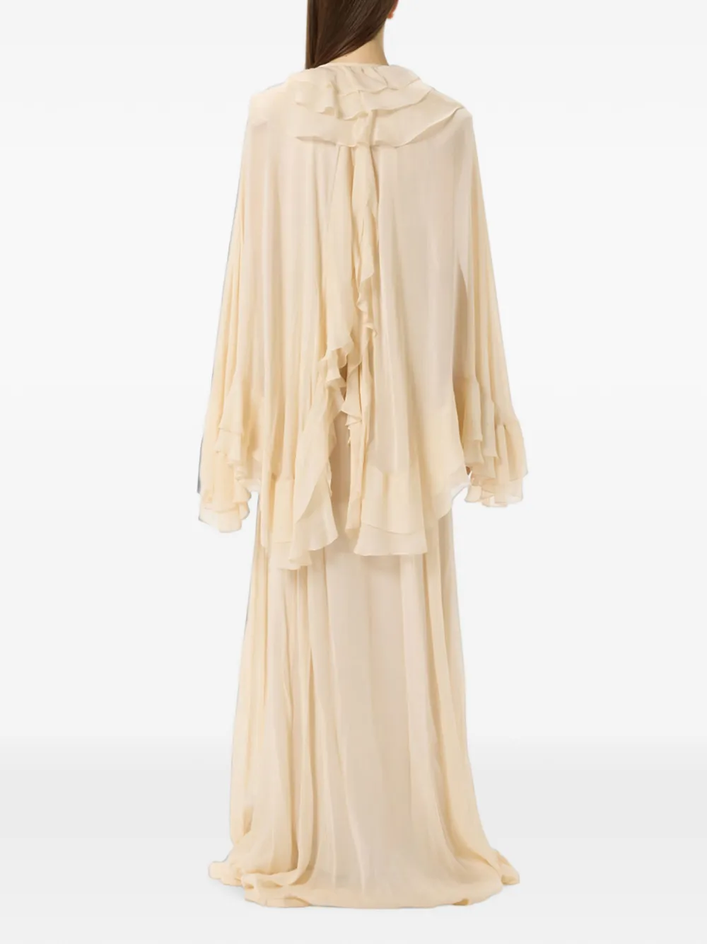 Blumarine Crêpon maxi-jurk met ruches Beige