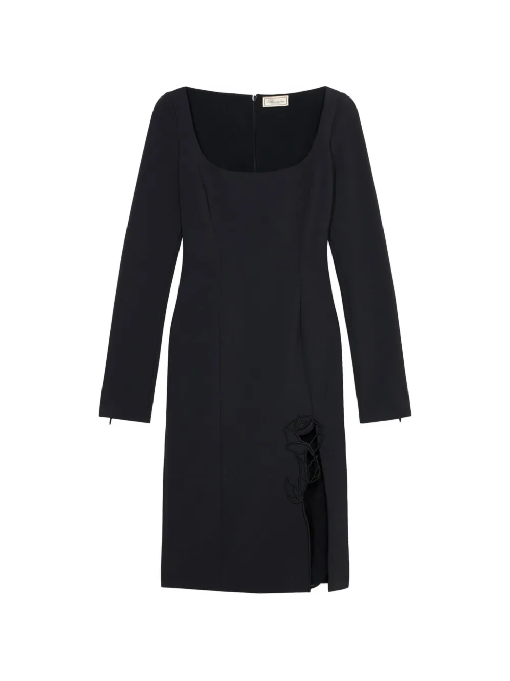 Blumarine Cady midi-jurk met geborduurde roos Zwart