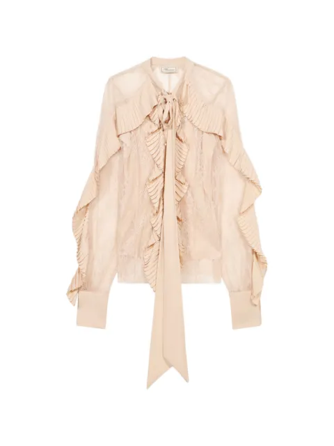 Blumarine chemise plissée à fleurs en dentelle