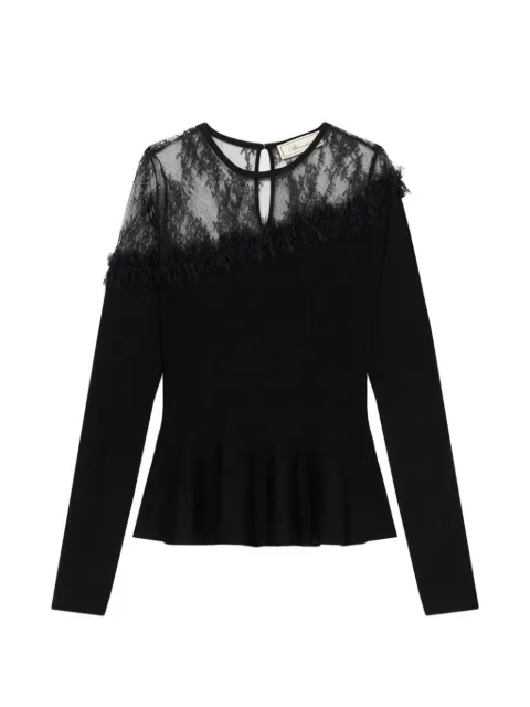 Blumarine peplumtröja med spetspanel