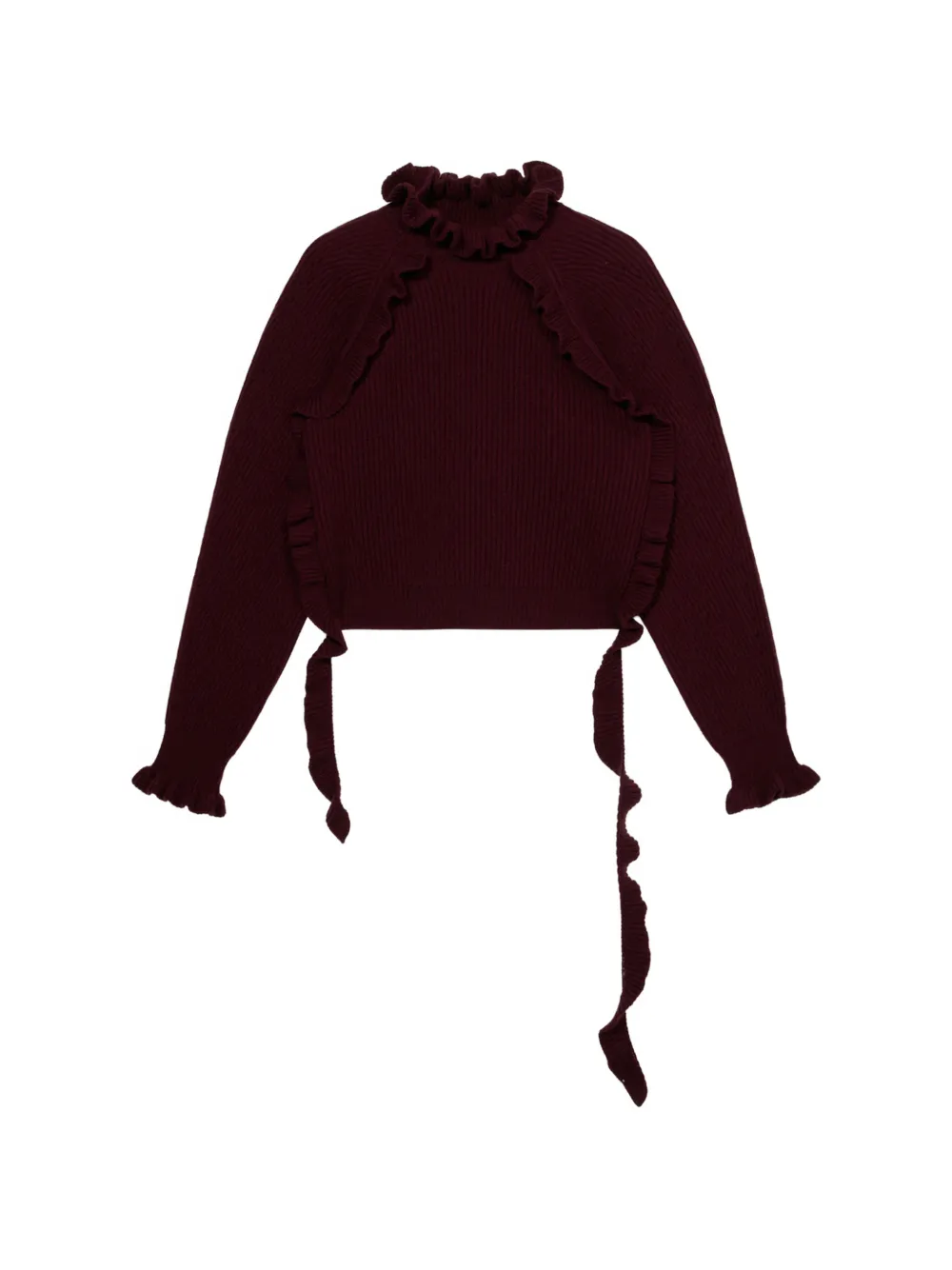 Blumarine ruffle-trimmed ribbed-knit sweater