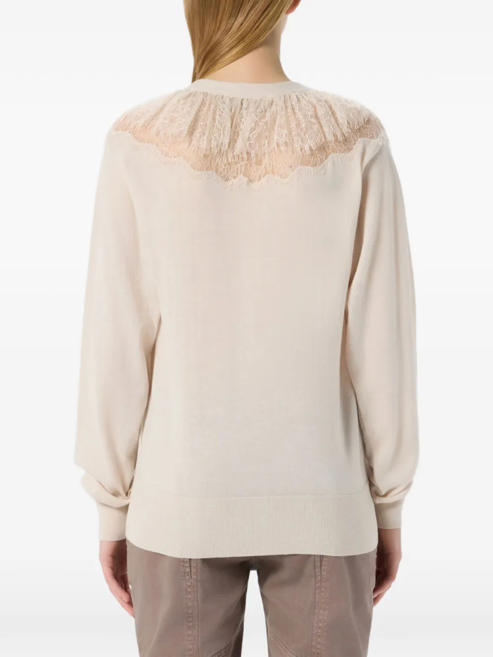 Blumarine Vest met kanten afwerking Beige