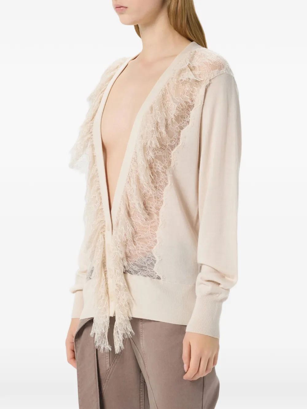 Blumarine Vest met kanten afwerking Beige