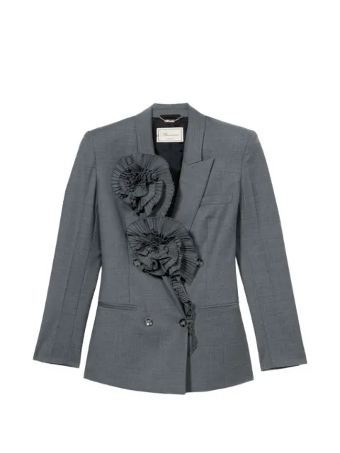 Blumarine pleated rose-embellished blazer