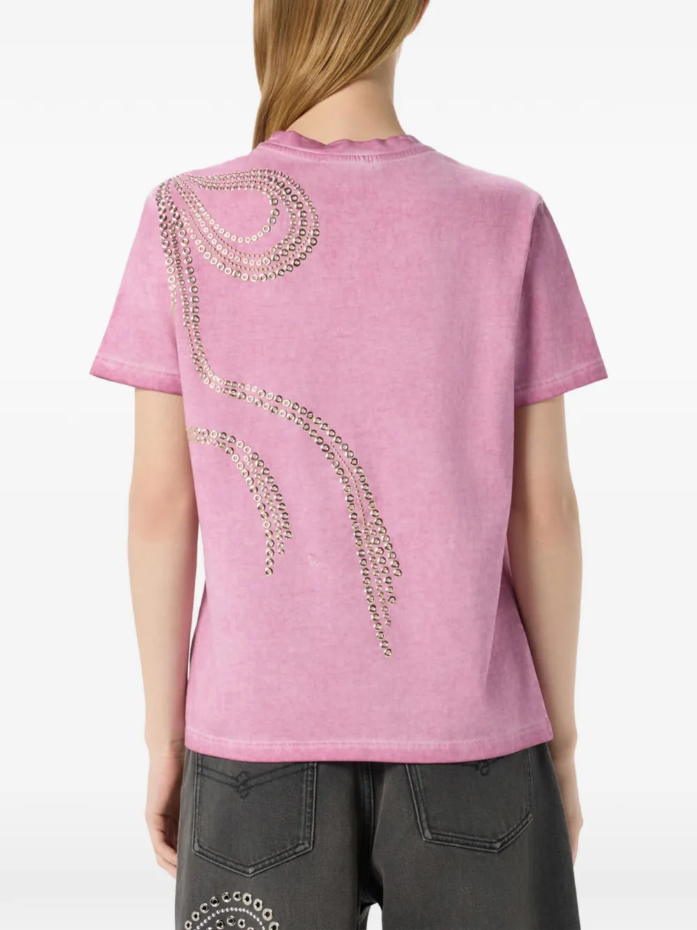 Blumarine Verfraaid T-shirt met ringlets Roze