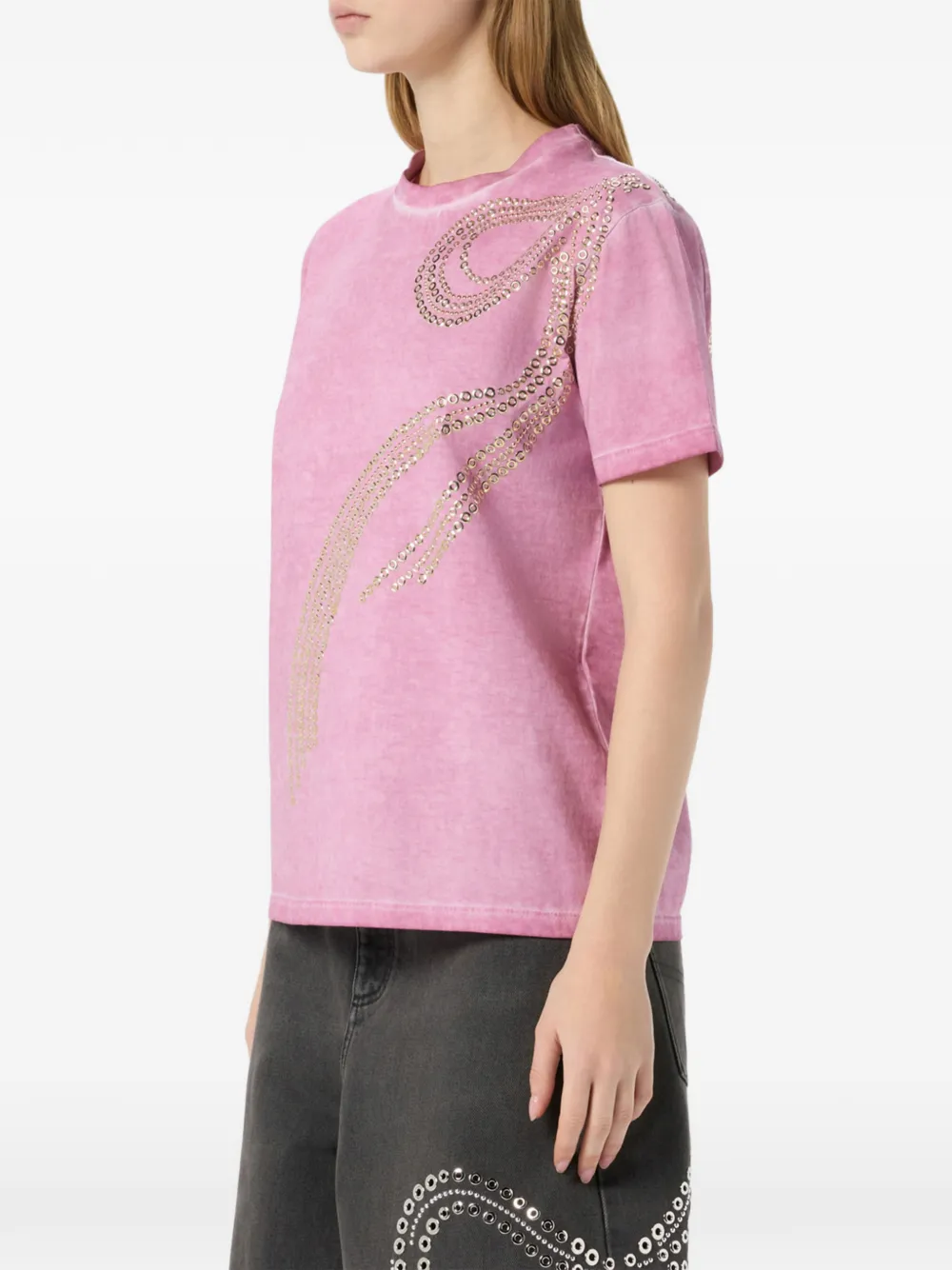 Blumarine Verfraaid T-shirt met ringlets Roze