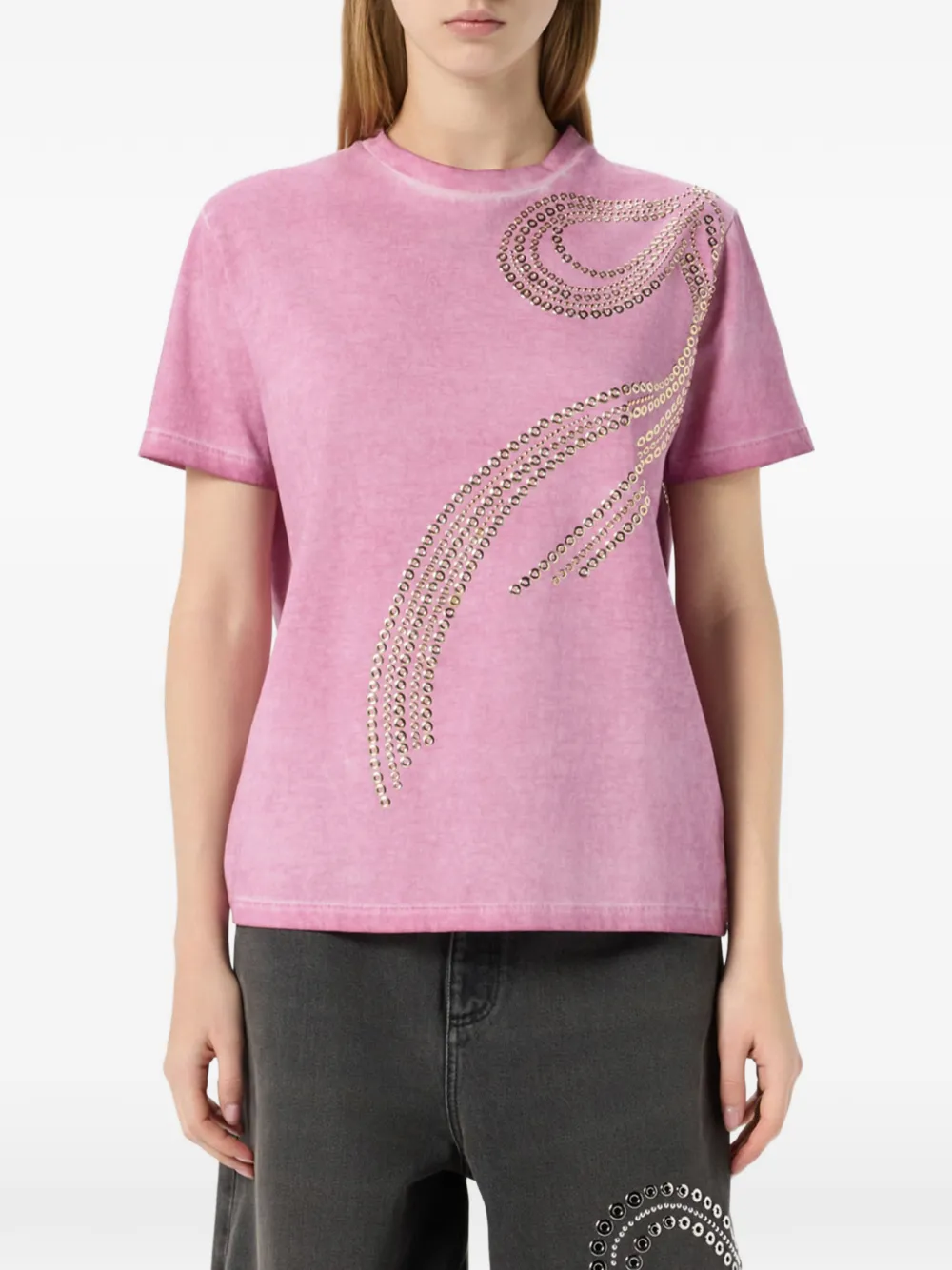 Blumarine Verfraaid T-shirt met ringlets Roze