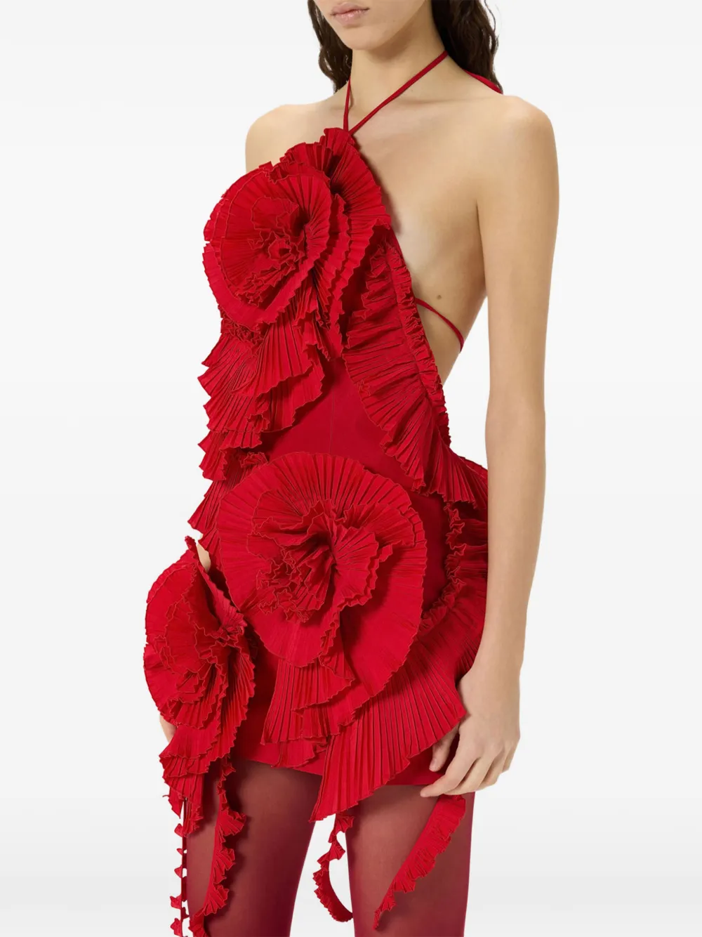 Blumarine Mini-jurk met geplooide roos Rood