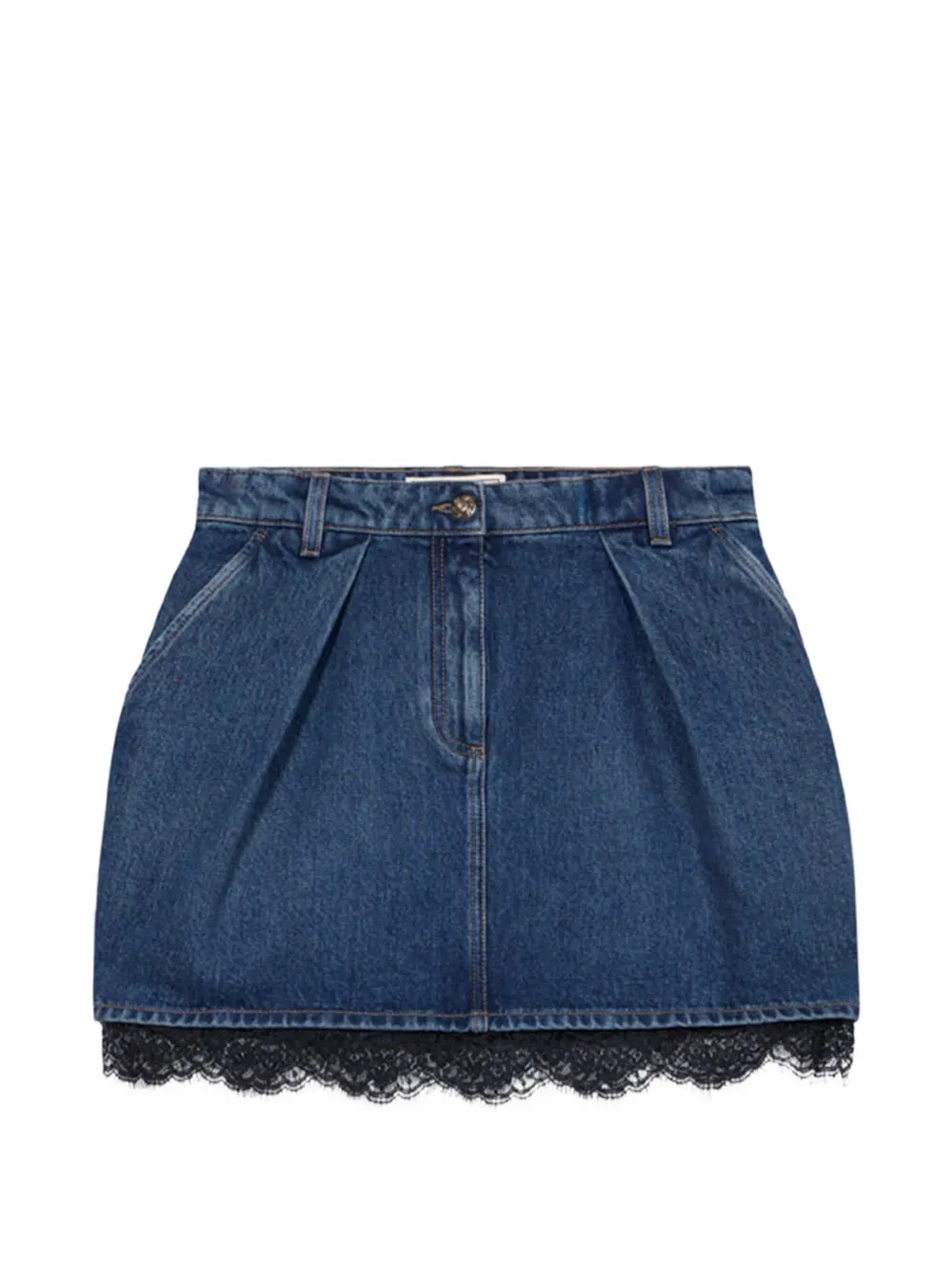Blumarine Minigonna denim con rifinitura in pizzo