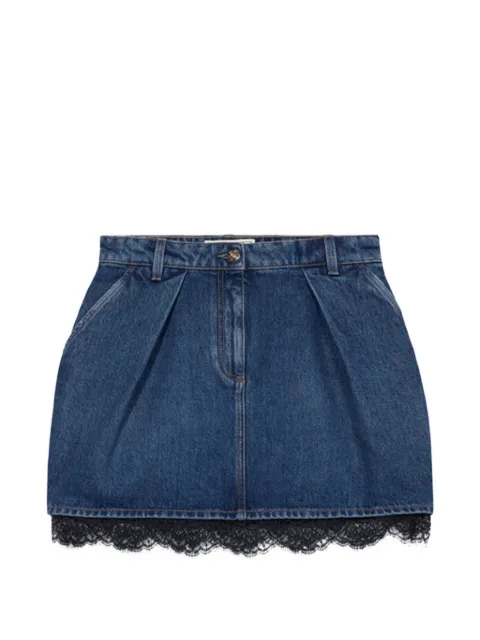 Blumarine lace-trim denim mini skirt