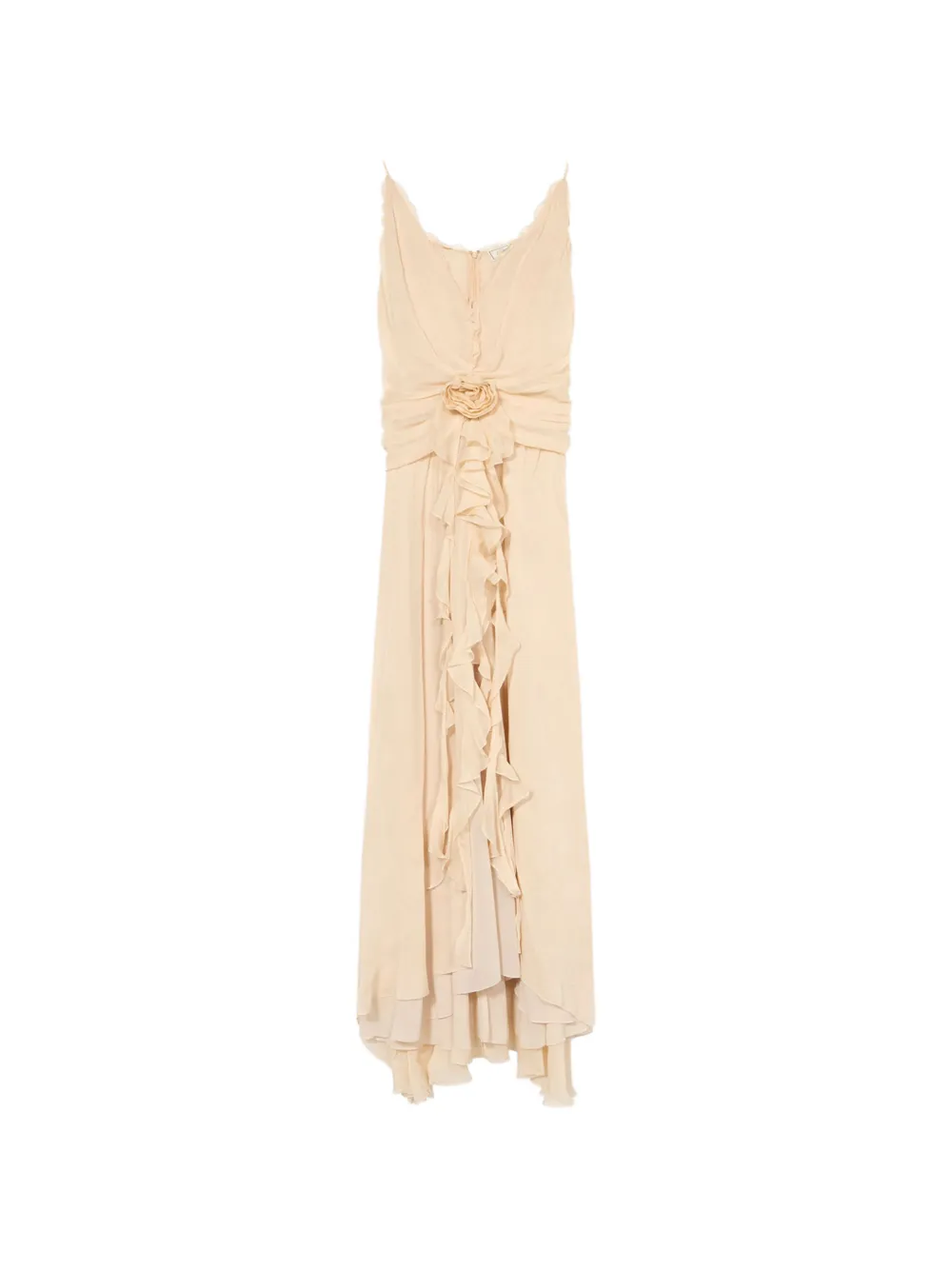 Blumarine rose-detail flounced maxi dress