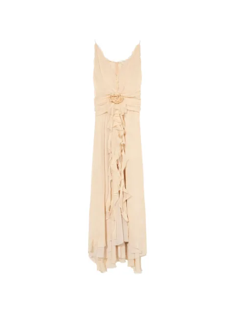 Blumarine rose-detail flounced maxi dress