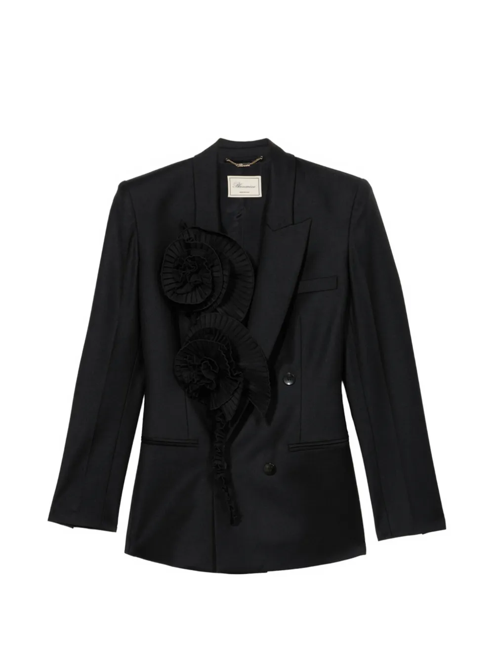 Blumarine pleated rose-embellished blazer