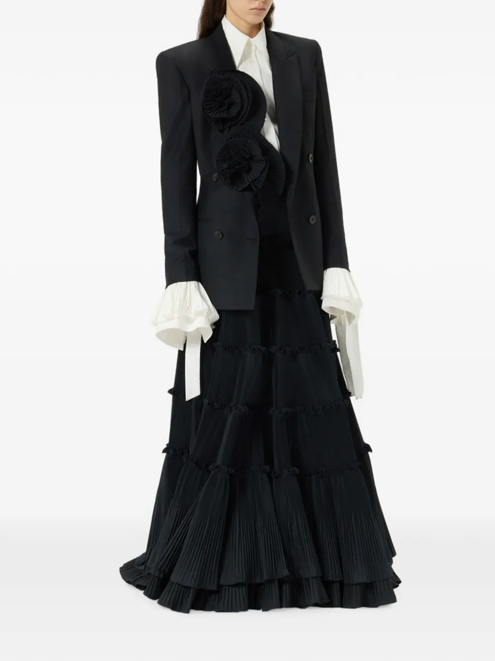 Blumarine Geplooide blazer verfraaid met rozen Zwart