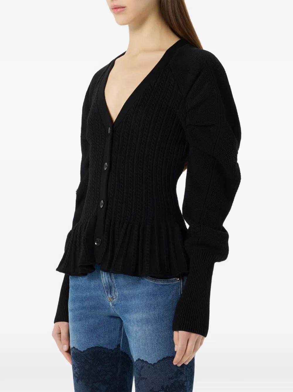 Blumarine Vest met V-hals en flared detail Zwart