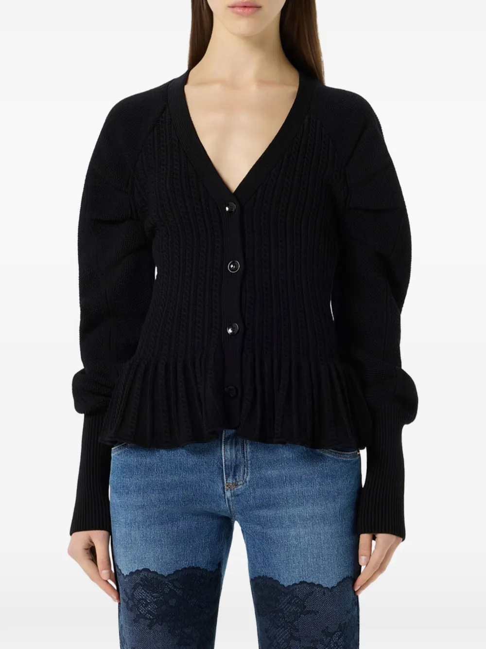 Blumarine Vest met V-hals en flared detail Zwart