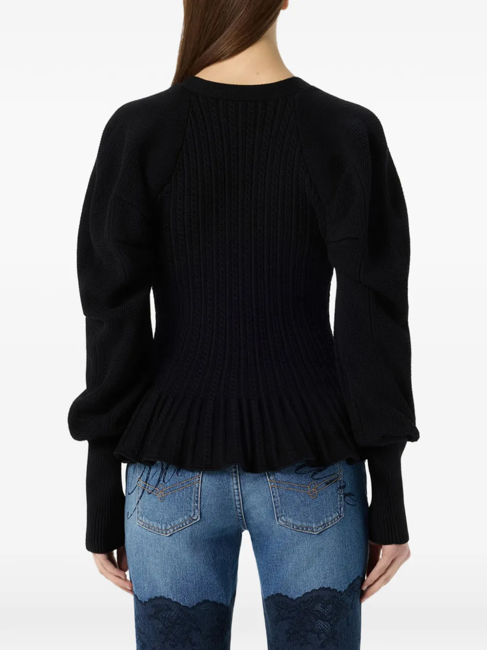 Blumarine Vest met V-hals en flared detail Zwart