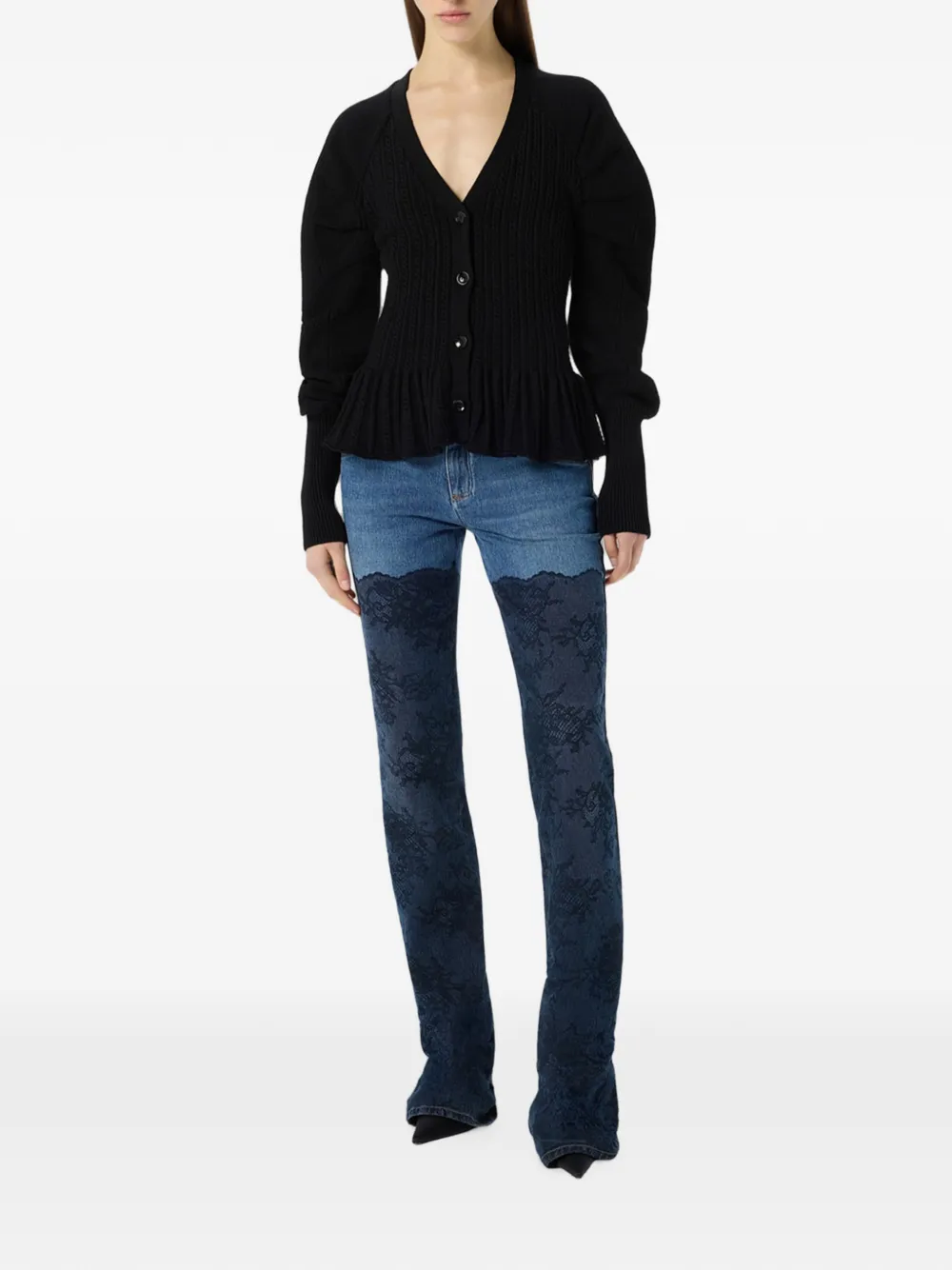 Blumarine Vest met V-hals en flared detail Zwart