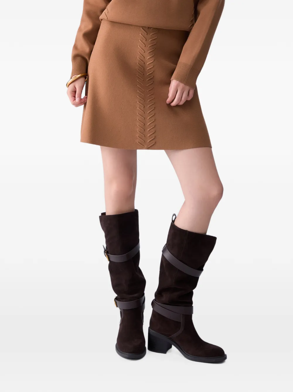 LIU JO Gebreide mini-rok met gevlochten details Beige
