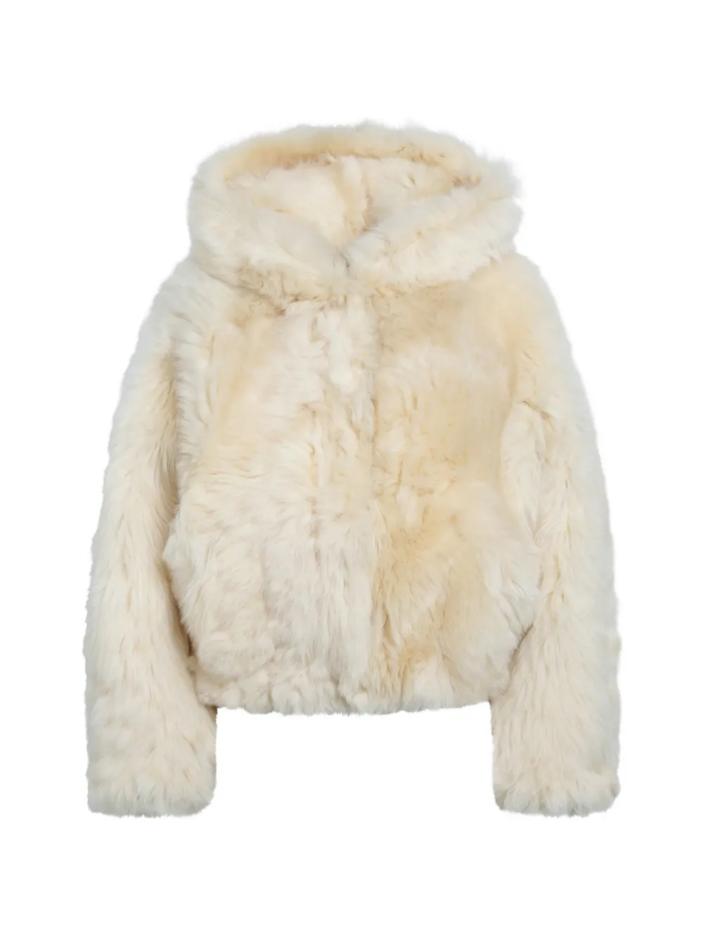 Blancha Langärmelige Kapuzenjacke aus Shearling - Nude
