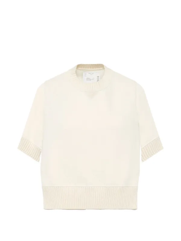 Sacai Short-sleeve Blouse in Neutrals