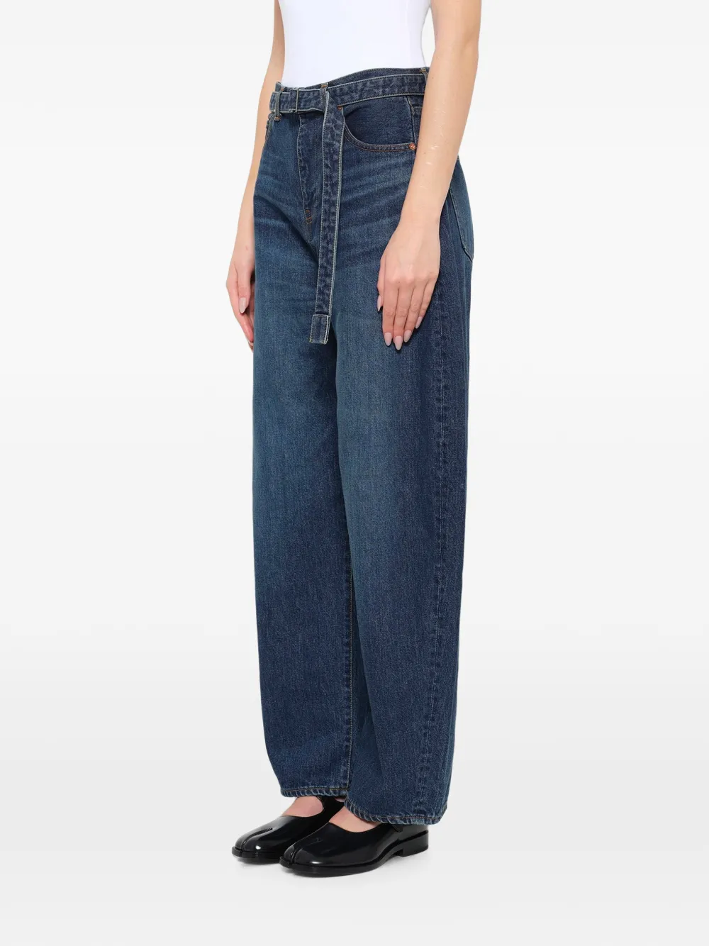 sacai belted jeans Blauw