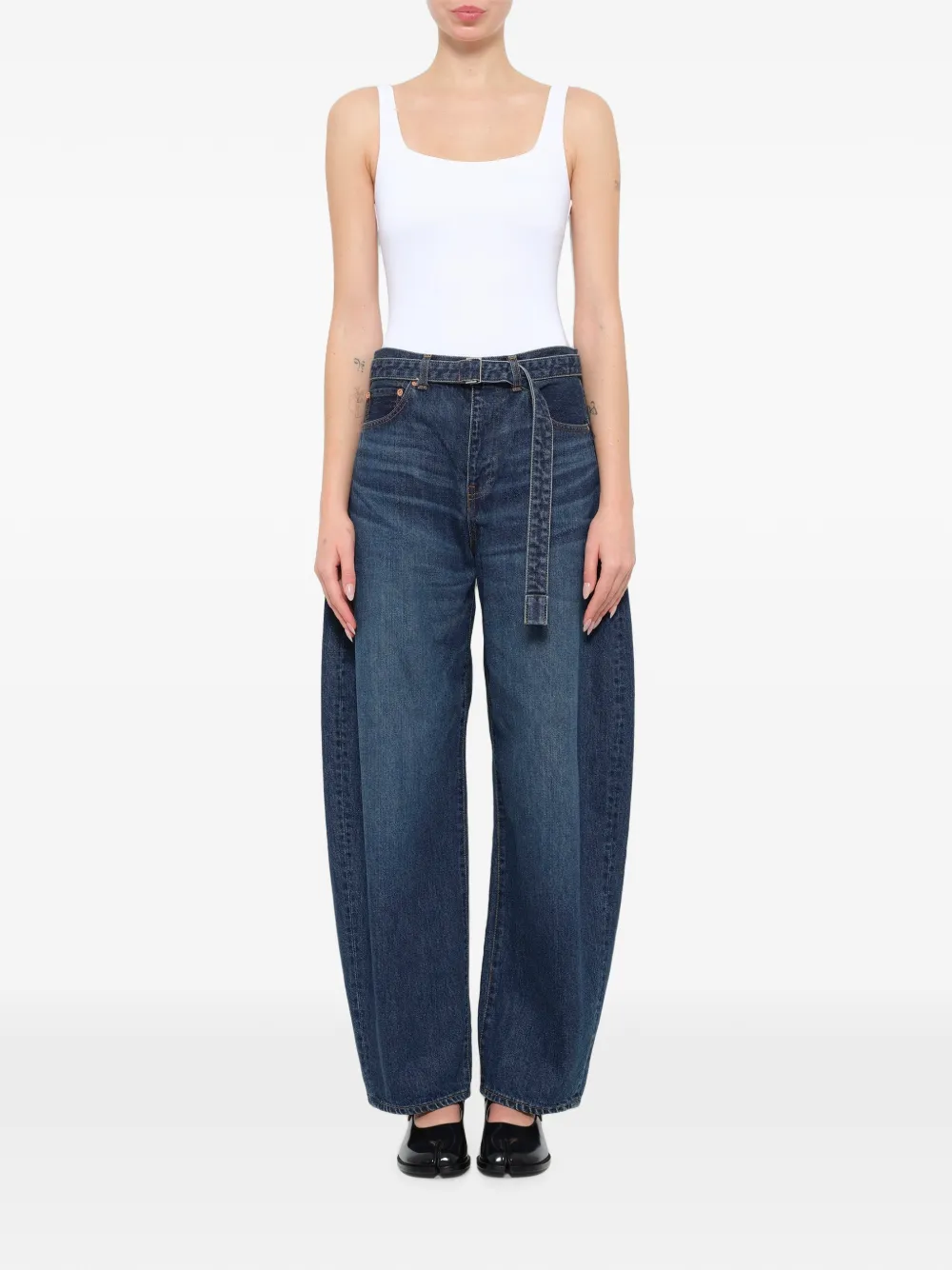 sacai belted jeans Blauw