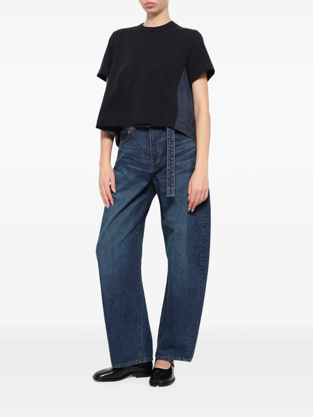 sacai belted jeans Blauw